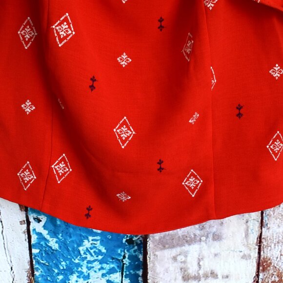 Women's Sofia Jeans Plus Double Ruffle Embroidered Top XXLARGE Red Alert NEW - Picture 6 of 11